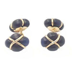 Authentic! Trianon 18k Yellow Gold Ebony Wood Chain Cufflinks